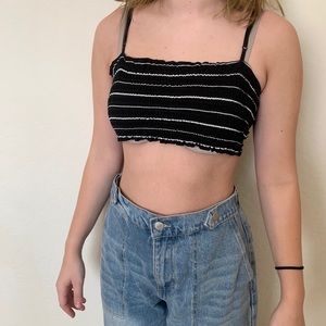 black and white striped crop top